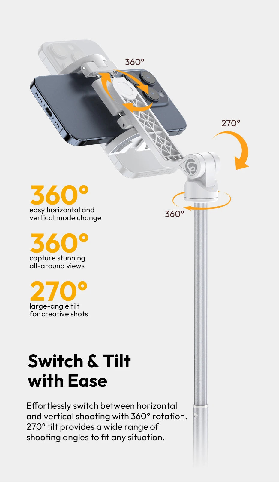 Ulanzi TT88 1.44M Overhead Selfie Stick Phone Tripod with Magnetic Clamp Wireless Remote Extension Tripod for LiveStreaming Vlog