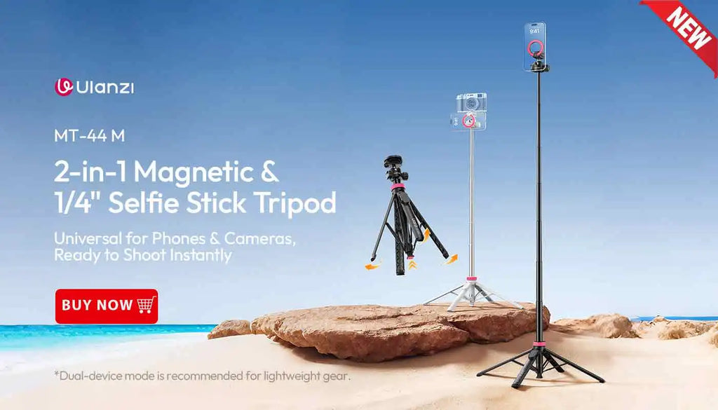 Ulanzi TT88 1.44M Overhead Selfie Stick Phone Tripod with Magnetic Clamp Wireless Remote Extension Tripod for LiveStreaming Vlog
